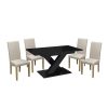 Set de sufragerie pentru 4 persoane Maasix BKG High Gloss negru cu scaune Beige Vanda