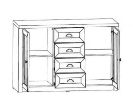 Provance K4S Comodă cu 2 uși și 4 sertare Stejar Sosna