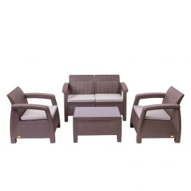 Set mobilier de grădină Novara Lite 4 persoane Maro