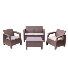 Set mobilier de grădină Novara Lite 4 persoane Maro