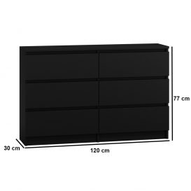 Comodă Viana M6 2x3 - Negru 120 cm